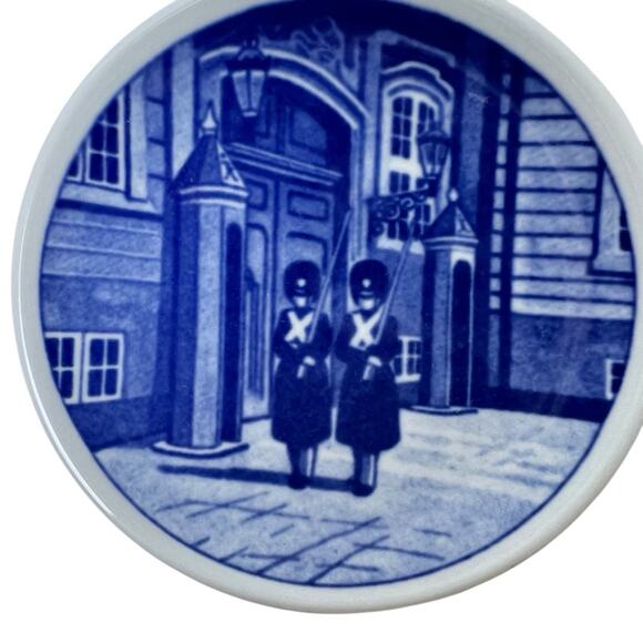 Porcelain Mini Plate Wall Art Royal Copenhagen Kongens Livgarde Blue 3.25 Inch - Picture 2 of 15